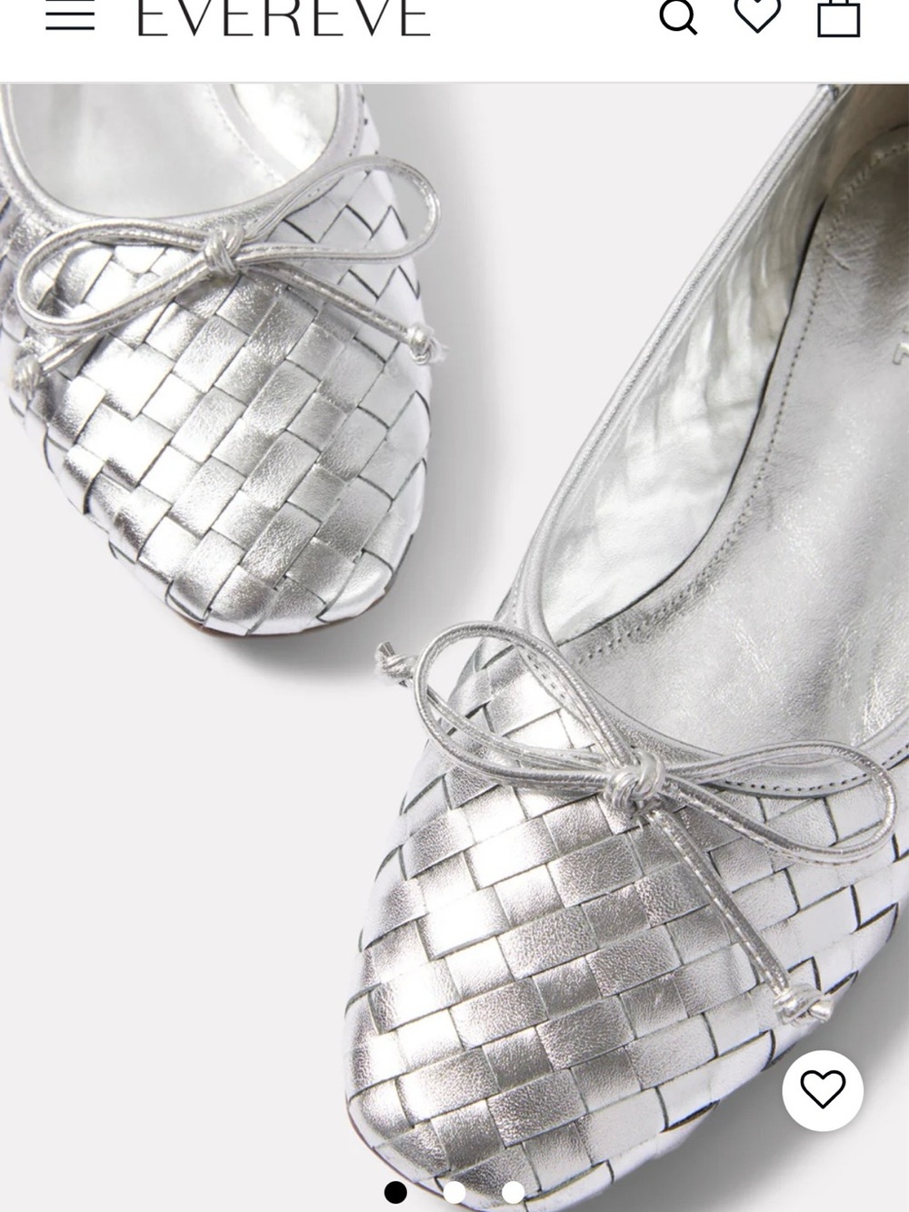 SCHUTZ Silver Woven Ballet Flats with Bow